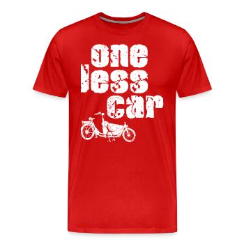One Car Less Bike Vintage Cargo Bike - T-shirt bio Premium Homme - rouge - Devant - Damien (186cm)