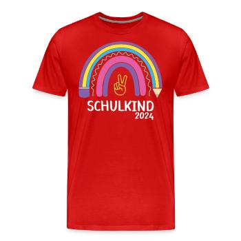Rentrée scolaire Premier jour d’école enfant 2024 - T-shirt bio Premium Homme - rouge - Devant - Damien (186cm)