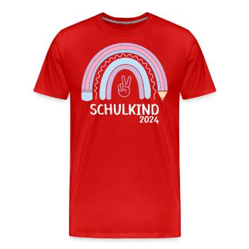 Rentrée scolaire Premier jour d’école enfant 2024 - T-shirt bio Premium Homme - rouge - Devant - Damien (186cm)