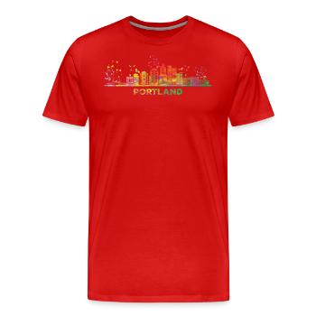 Portlander Skyline Portland - Men's Premium Organic T-Shirt - red - Front - Damien (186cm)