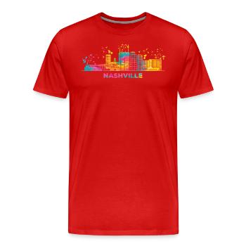 Nashvillian Skyline Nashville - Männer Premium Bio T-Shirt - Rot - Vorne - Damien (186cm)