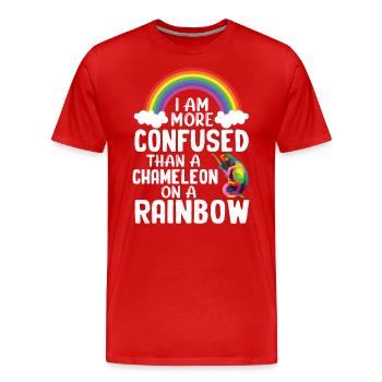 Je suis plus confus qu’un caméléon - T-shirt bio Premium Homme - rouge - Devant - Damien (186cm)