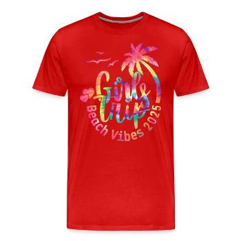 Week-end entre filles Beach Vibes 2025 - T-shirt bio Premium Homme - rouge - Devant - Damien (186cm)