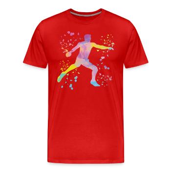 Diskuswerfer Colorsplash Diskuswurf - Männer Premium Bio T-Shirt - Rot - Vorne - Damien (186cm)