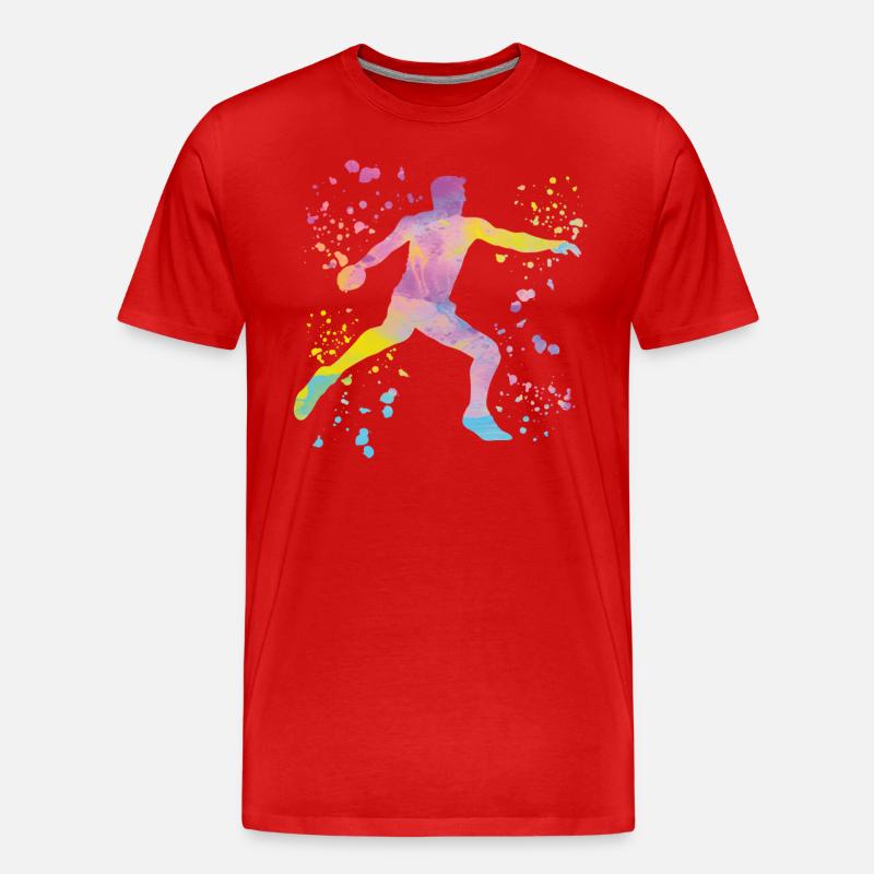 Diskuswerfer Colorsplash Diskuswurf - Männer Premium Bio T-Shirt - Rot