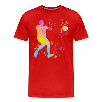 Lanceur de marteau Lancer de marteau Colorsplash - T-shirt bio Premium Homme - rouge - Devant - Damien (186cm)