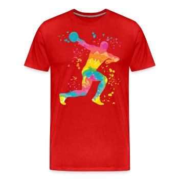 Diskuswerfer Colorsplash Diskuswurf - Männer Premium Bio T-Shirt - Rot - Vorne - Damien (186cm)