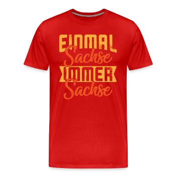Motif saxon - UN SAXON UN JOUR, SAXON TOUJOURS - T-shirt bio Premium Homme - rouge - Devant - Damien (186cm)