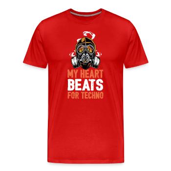 TENUE TECHNO FEMME - TENUE TECHNO HOMME - RAVER - T-shirt bio Premium Homme - rouge - Devant - Damien (186cm)