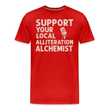 Poetry Slam Pun Warrior Slam Poetry - Men's Premium Organic T-Shirt - red - Front - Damien (186cm)