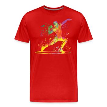 Shot Putter Colorsplash Shot Put - Men's Premium Organic T-Shirt - red - Front - Damien (186cm)