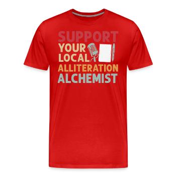 Poetry Slam Pun Warrior Slam Poetry - Men's Premium Organic T-Shirt - red - Front - Damien (186cm)