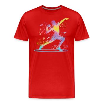 Shot Putter Colorsplash Shot Put - Men's Premium Organic T-Shirt - red - Front - Damien (186cm)