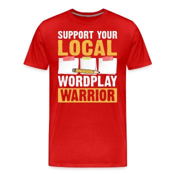 Poetry Slam Pun Warrior Slam Poetry - Men's Premium Organic T-Shirt - red - Front - Damien (186cm)
