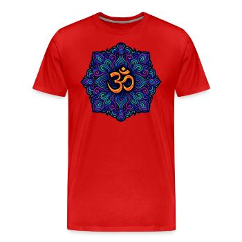Goa Merch Mandala - Psytrance und Goa Party - Männer Premium Bio T-Shirt - Rot - Vorne - Damien (186cm)