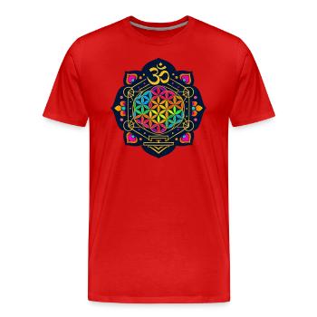 Goa Merch - Psytrance Party - Goa Mandala - Männer Premium Bio T-Shirt - Rot - Vorne - Damien (186cm)