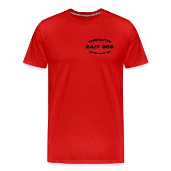 Feuerwehr, Firefighter - Männer Premium Bio T-Shirt - Rot - Vorne - Damien (186cm)