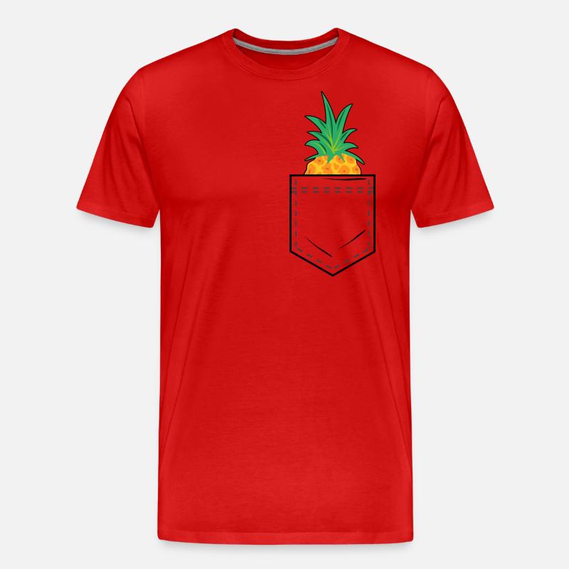 Brusttasche mit Ananaskopf - Männer Premium Bio T-Shirt - Rot