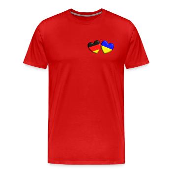 Allemagne Ukraine Solidarité unie dans le cœur - T-shirt bio Premium Homme - rouge - Devant - Damien (186cm)