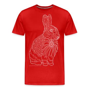 Rabbit design white - Men's Premium Organic T-Shirt - red - Front - Damien (186cm)