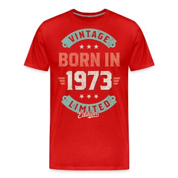 Vintage born in 1973 - Men's Premium Organic T-Shirt - red - Front - Damien (186cm)