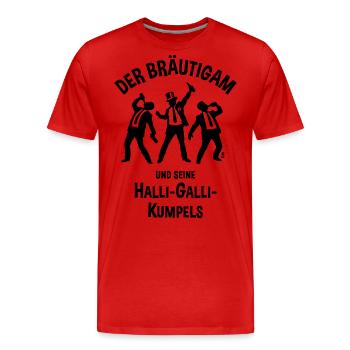 Der Bräutigam Und Seine Halli-Galli-Kumpels, JGA B - Männer Premium Bio T-Shirt - Rot - Vorne - Damien (186cm)