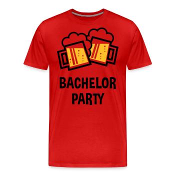 Bachelor Party (JGA Bier Bayrische Bierkrüge / 2C) - Männer Premium Bio T-Shirt - Rot - Vorne - Damien (186cm)