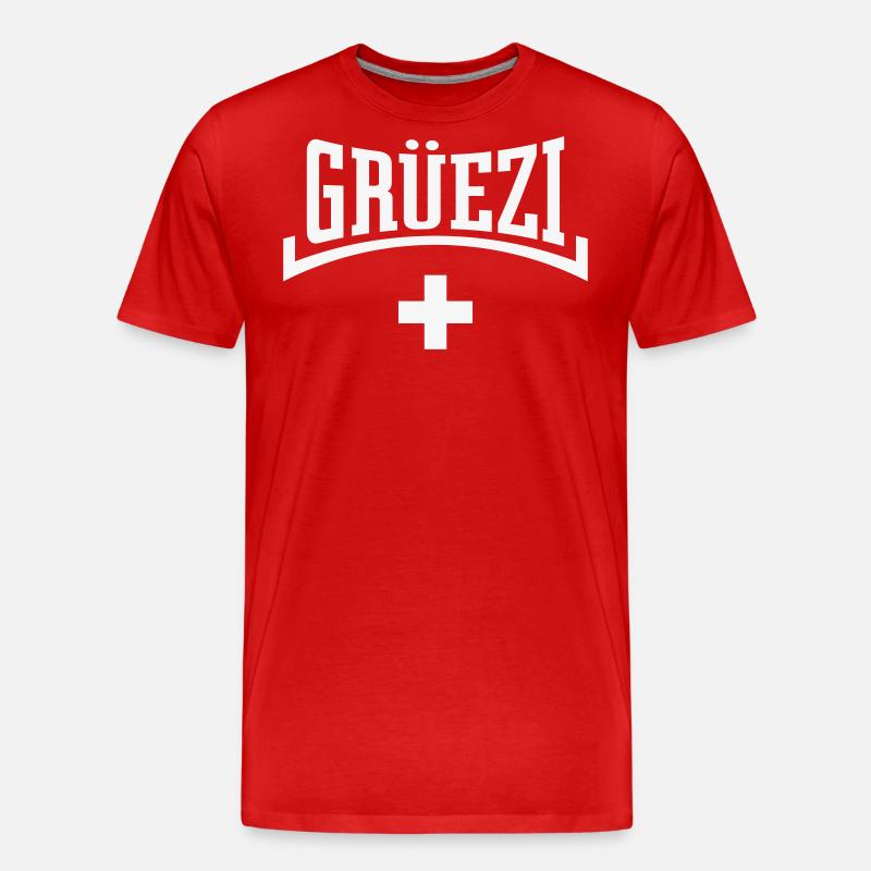 Grüezi (Schweiz / Schweizerfahne / Konkav) - Männer Premium Bio T-Shirt - Rot