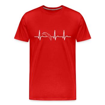 ECG Curve - Heart Curve - Pulse - Bat - Men's Premium Organic T-Shirt - red - Front - Damien (186cm)