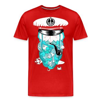 Captain in the sea - Men's Premium Organic T-Shirt - red - Front - Damien (186cm)