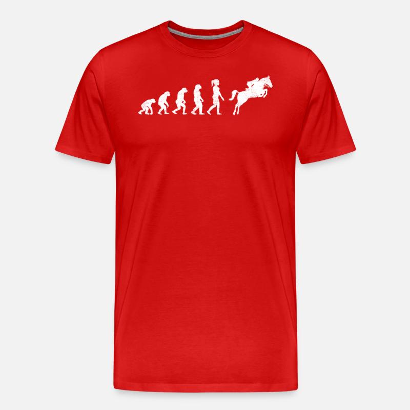 Evolution Pferde Reiten - Männer Premium Bio T-Shirt - Rot