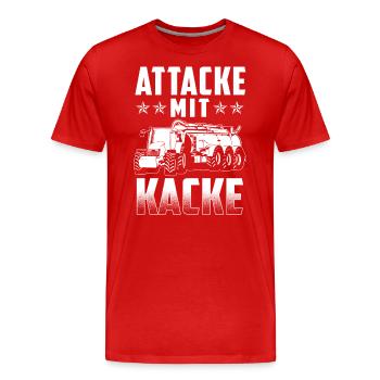 Attacke mit Kacke - Männer Premium Bio T-Shirt - Rot - Vorne - Damien (186cm)