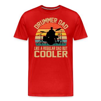 Batteur Papa comme un père ordinaire mais plus cool - T-shirt bio Premium Homme - rouge - Devant - Damien (186cm)
