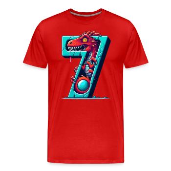 Dinosaure du 7e anniversaire - T-shirt bio Premium Homme - rouge - Devant - Damien (186cm)