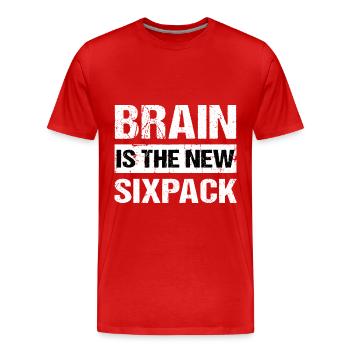 Brain est le nouveau sixpack Smart Schlau Clever Humor - T-shirt bio Premium Homme - rouge - Devant - Damien (186cm)