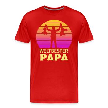 Weltbester Papa - Bester Vater der Welt - Männer Premium Bio T-Shirt - Rot - Vorne - Damien (186cm)