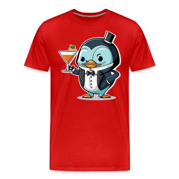 Penguins Pour - Men's Premium Organic T-Shirt - red - Front - Damien (186cm)