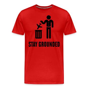 Stay Grounded – Flüge / Flugreisen Vermeiden! (B) - Männer Premium Bio T-Shirt - Rot - Vorne - Damien (186cm)