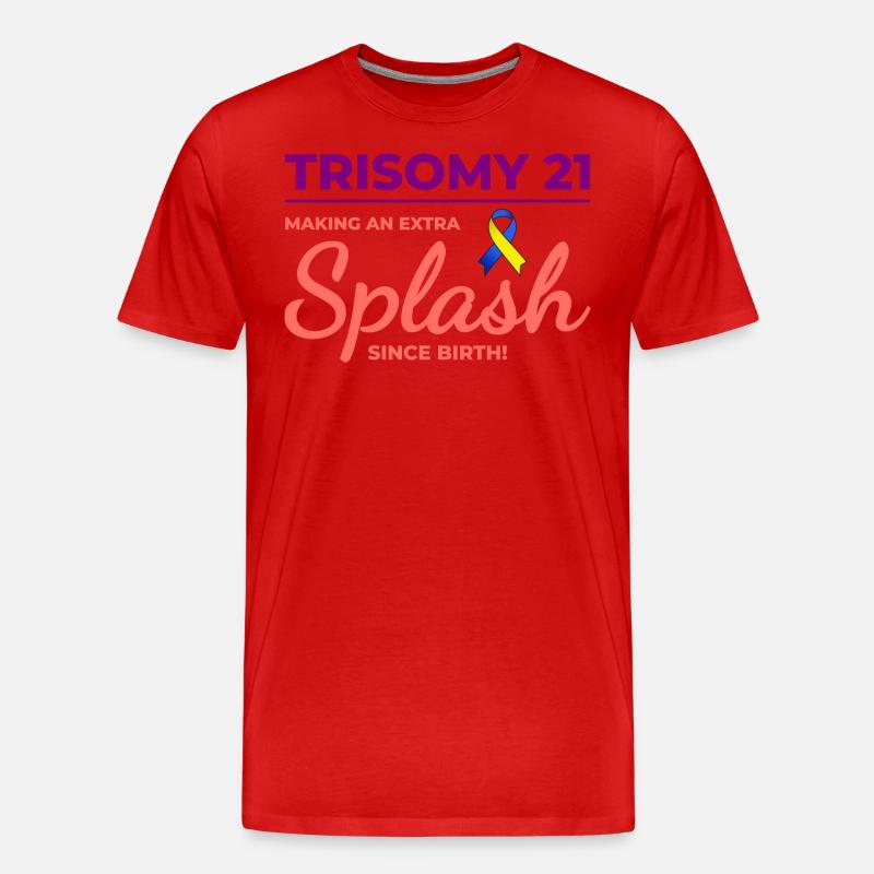 Down-Syndrom-Bewusstsein Trisomie 21 Splash - Männer Premium Bio T-Shirt - Rot