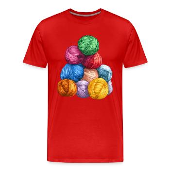 Lusitg laine tricot crochet - T-shirt bio Premium Homme - rouge - Devant - Damien (186cm)
