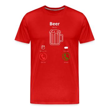 La bière appelle - T-shirt bio Premium Homme - rouge - Devant - Damien (186cm)