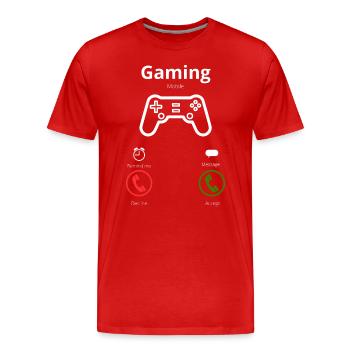 Videospiele rufen Sie mich an - Männer Premium Bio T-Shirt - Rot - Vorne - Damien (186cm)