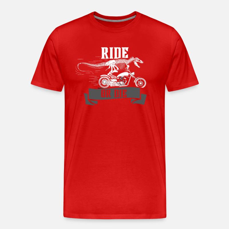 Reiten oder sterben Dinosaurier - Männer Premium Bio T-Shirt - Rot