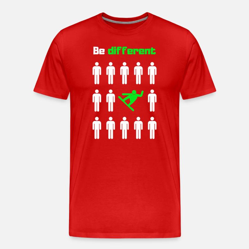 Sei anders, Snowboard - Männer Premium Bio T-Shirt - Rot