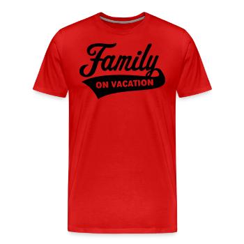 Famille En Vacances (Vacances En Famille / Noir) - T-shirt bio Premium Homme - rouge - Devant - Damien (186cm)