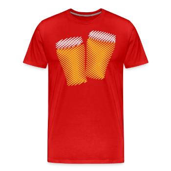 2 verres à bière Toast (bière / gribouillage) - T-shirt bio Premium Homme - rouge - Devant - Damien (186cm)