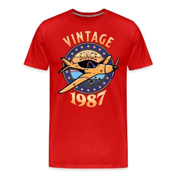 Vintage Aircraft 1987 35 Jahre Jubiläum - Männer Premium Bio T-Shirt - Rot - Vorne - Damien (186cm)