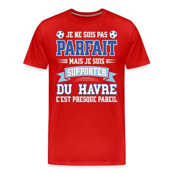 Supporter Football Le Havre Foot Fier Havrais - T-shirt bio Premium Homme - rouge - Devant - Damien (186cm)