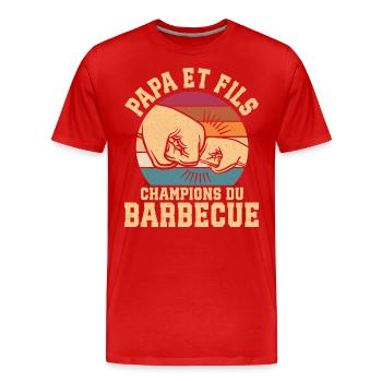 BBQ Papa Et Fils Champions Du Barbecue - T-shirt bio Premium Homme - rouge - Devant - Damien (186cm)