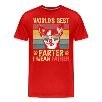 Vintage Dog Humorous Daddy Dog Chihuahua - Men's Premium Organic T-Shirt - red - Front - Damien (186cm)